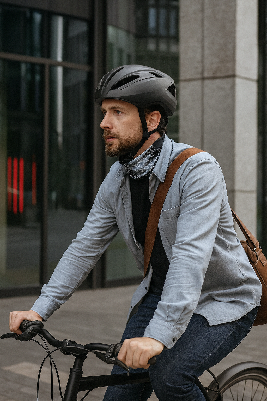 Level 1001 neckwear, Koch model, man cycling