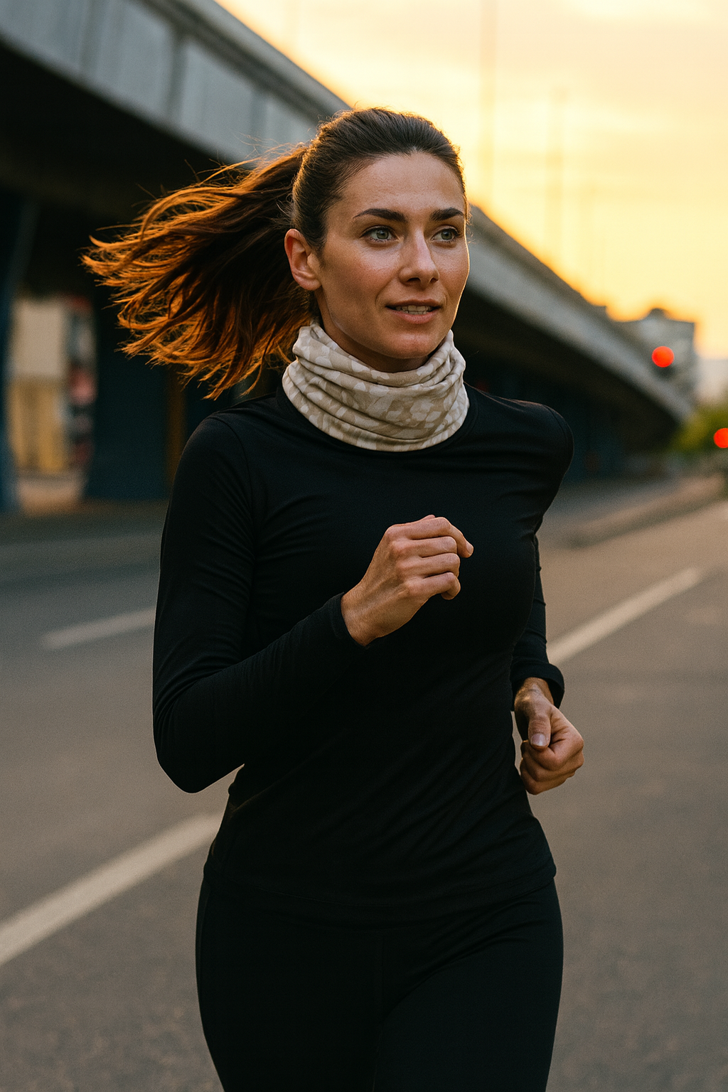 Level 1001 neckwear: Tesselation, running woman