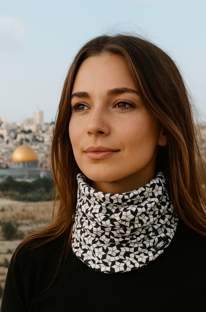 Young woman wearing Level 1001 neckwear model steps in ME