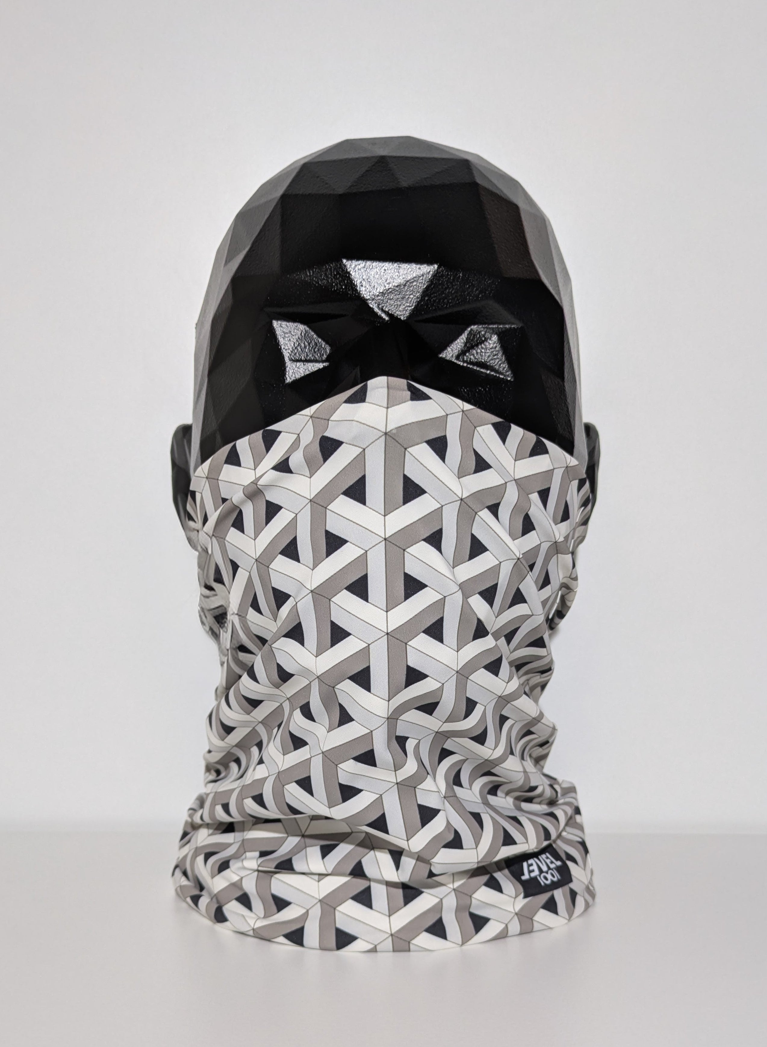 level 0005 model neckwear on mannequin head.